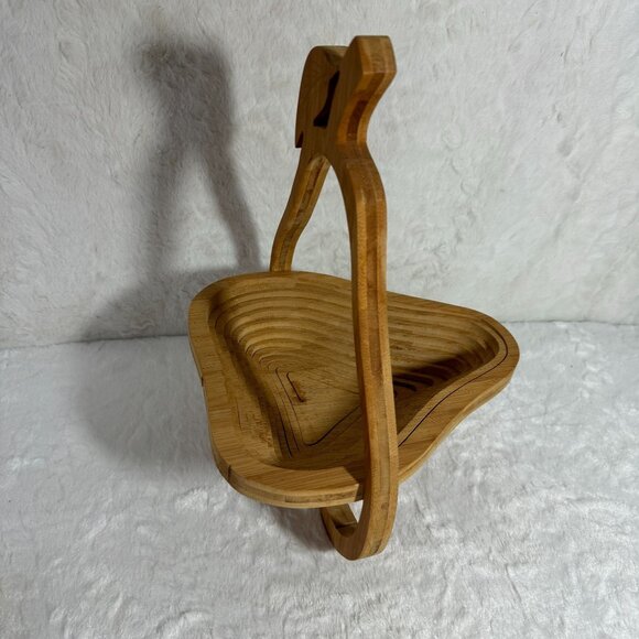 Handcrafted Pear-Shaped Bamboo Folding Collapsible Basket - Picture 1 of 7